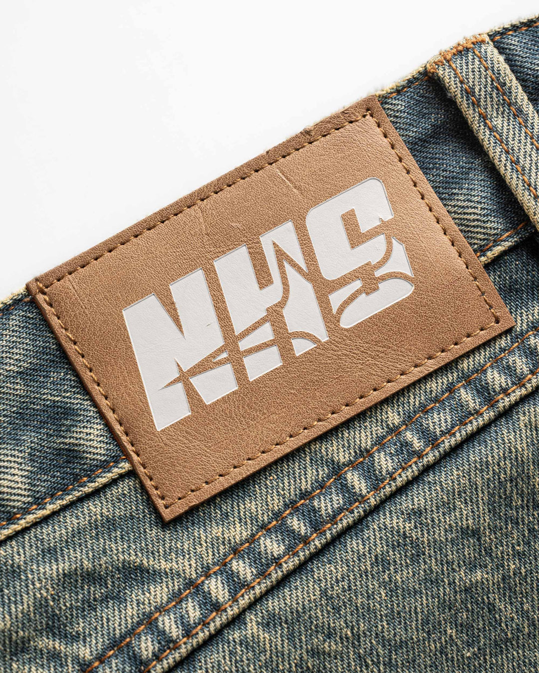 NHS STARS DENIM SHORTS WASHED GREEN