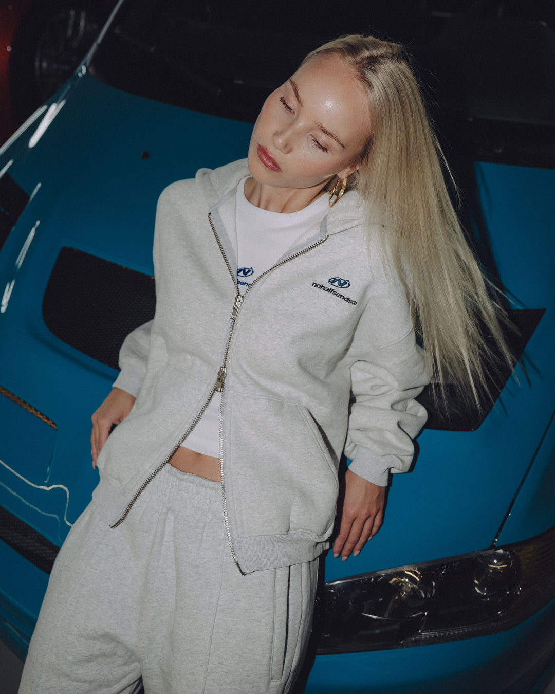 NHS GREY MELANGE ZIP HOODIE