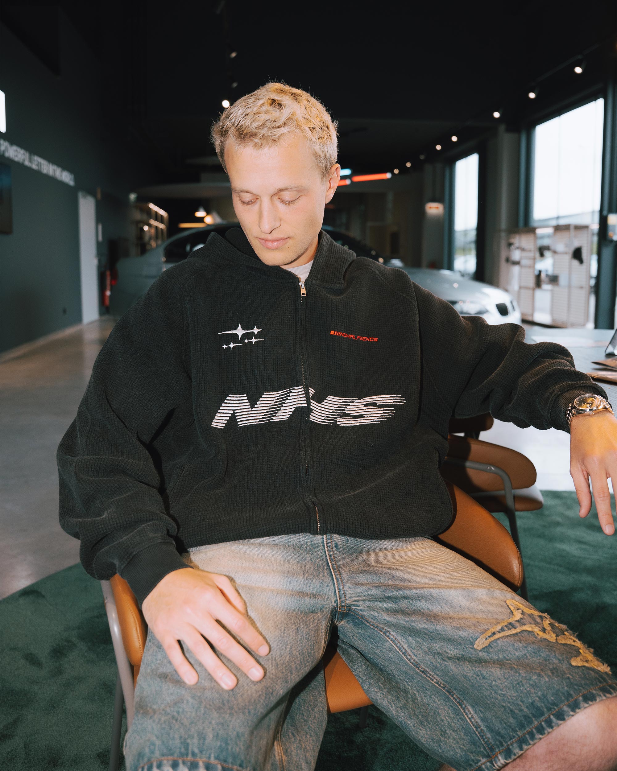 NHS GARAGE WAFFLE ZIP HOODIE – NoHalfSends