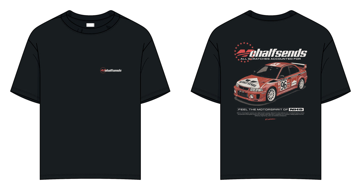 NHS Evolution Tee, front and back (technical drawing)