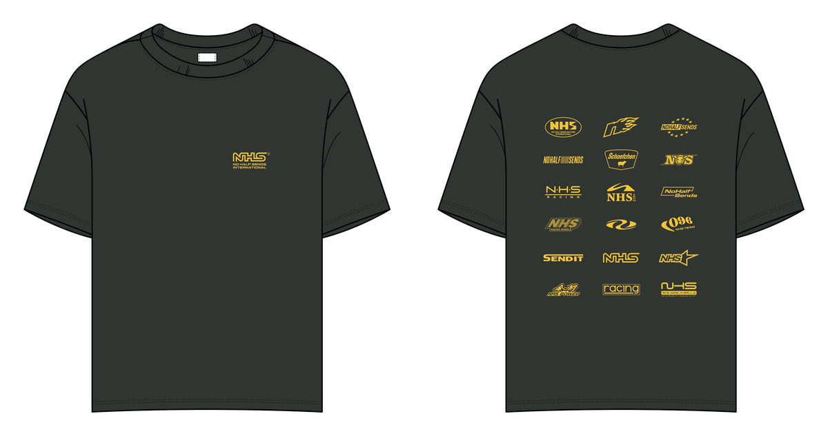 NHS G-Crew Tee, front and back (technical drawing)