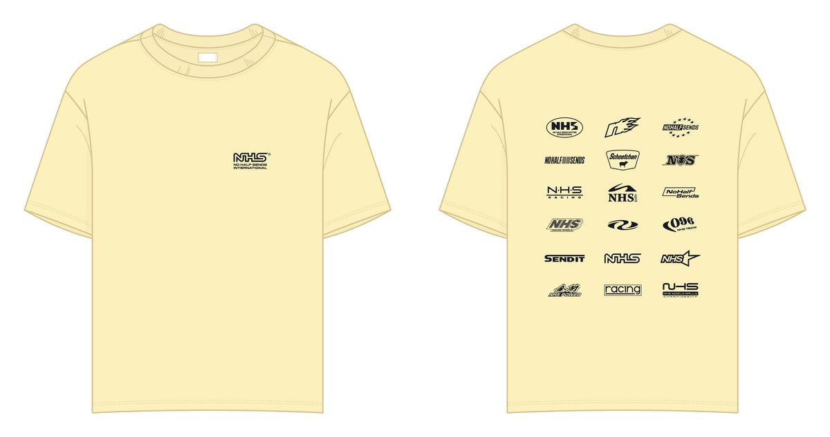 NHS Y-Crew Tee, front and back (technical drawing)